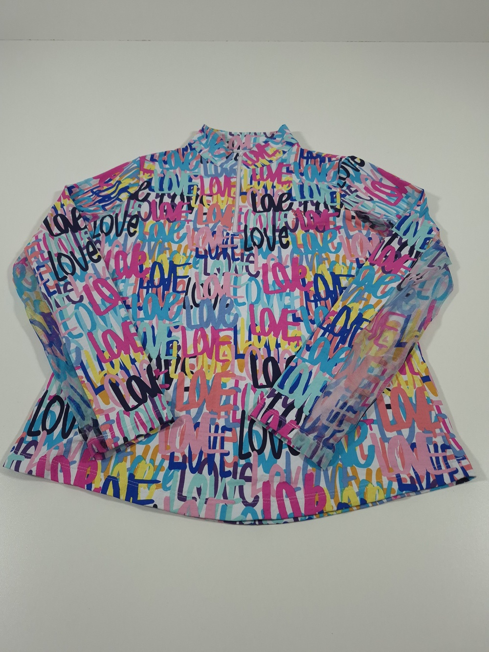 IBKUL Shirt Womens Small Multicolor Long Sleeve Love Print Golf UPF 50+